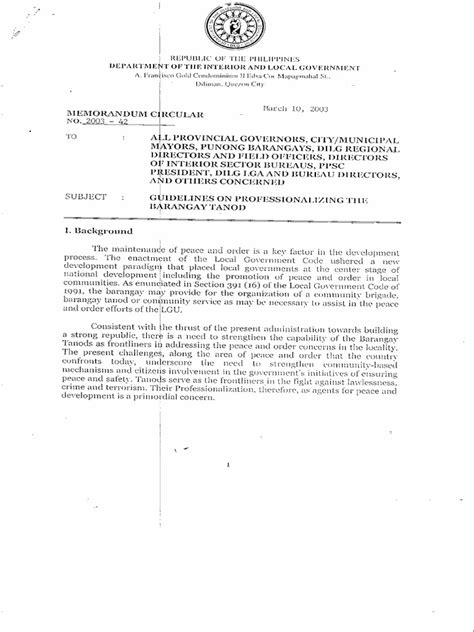 GUIDELINES ON PROFESSIONALIZING THE BARANGAY .